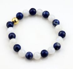 Lapis & Rainbow beaded bracelet, with Metal bead, Adjustable bracelet