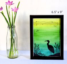 The Crane Watercolor Painting on Paper by Artist Dimpana | 6.5 x 9 Inches