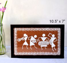 Tribal Musicians Warli Art in Poster Colours by Artist Dimpana | 10.5 x 7 Inches