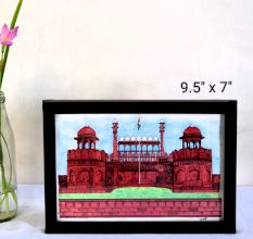 The Red Fort Stippling Art with Photo Colour Wash by Artist Dimpana | 9.5 x 7 Inches