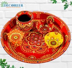 Handicraft Stainless Steel Pooja Thali - Set of 5