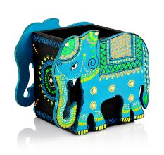 Handicraft Wooden Pen Stand Elephant - Blue