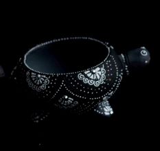 Handicraft Washable Terracotta Modern Turtle Diya Tealight T-Light Holder - Grey
