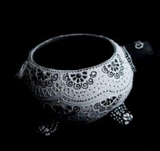 Handmade Washable Terracotta Modern Turtle Diya Tealight T-Light Holder - White