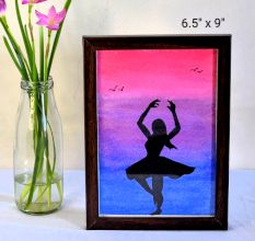 Dancing Girl Watercolor Silhouette Illustration on Paper by Artist Dimpana | 6.5 x 9 Inches