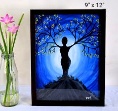 Women Empowerment Watercolor Silhouette Illustration on Paper by Artist Dimpana | 9 x 12 Inches