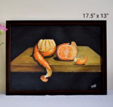 Oranges Realistic Acrylic Still Life on Paper by Artist Dimpana | 17.5 x 13 Inches