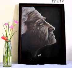 Old Woman Soft Pastels Portrait on Paper by Artist Dimpana | 13 x 17 Inches