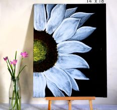 White Flower Acrylic on Canvas Board by Artist Dimpana | 14 x 18 Inches