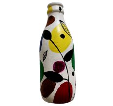 Hand-Painted Abstract Bottle Art â€“ Leaf & Dots Design