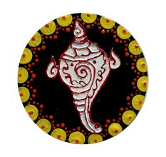 Hand-Painted Back-to-Back Decorative Piece â€“ Jagannath & Shankh Design
