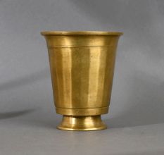 Golden Finish Brass Holy Glass Pot for Rituals and Decoration