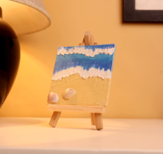 Mini Beach Canvas Art with Shells for Décor