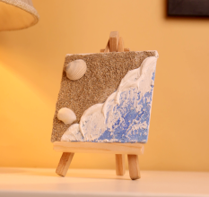 Real Sand and Shell Beach Mini Canvas Painting