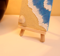 Beautiful Mini Beach Canvas Painting with Shell and Texture