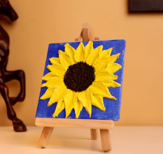 3D Textured Sunflower Mini Canvas Painting Handmade