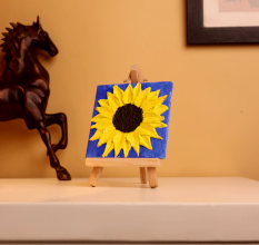 3D Textured Sunflower Mini Canvas Painting Handmade