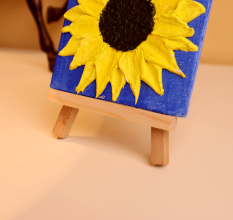 3D Textured Sunflower Mini Canvas Painting Handmade