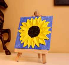 3D Sunflower Canvas Art with Textured Petals Handmade