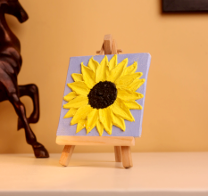 Mini 3D Sunflower Canvas Painting with Textured Art
