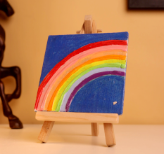 Mini Rainbow Canvas Art with Textured Arcs