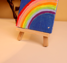 Mini Rainbow Canvas Art with Textured Arcs