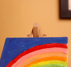 Mini Rainbow Canvas Art with Textured Arcs