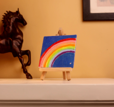 Mini Rainbow Canvas Art with Textured Arcs