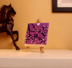 Romantic Mini Canvas Painting with Blossoms and Moonlight