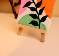 Abstract Botanical Mini Canvas with Bold Colors