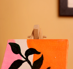 Abstract Botanical Mini Canvas with Bold Colors