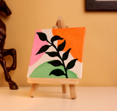 Abstract Botanical Mini Canvas with Bold Colors