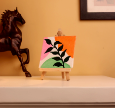 Abstract Botanical Mini Canvas with Bold Colors