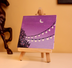Purple Sky Mini Canvas with Fairy Lights Art
