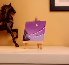 Purple Sky Mini Canvas with Fairy Lights Art