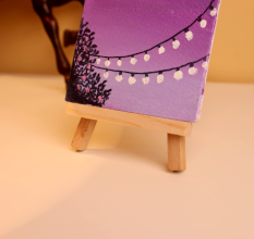 Purple Sky Mini Canvas with Fairy Lights Art
