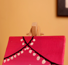 Mini Palm Tree Canvas with Pink Sunset Lights