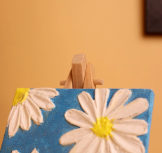 Mini Daisy Canvas Art with Blue Background Texture