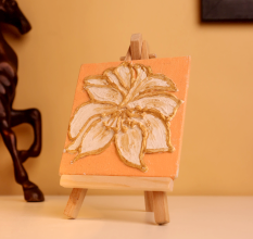 Gold-Outlined Floral Mini Canvas Textured Artwork