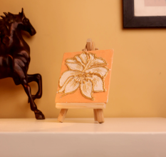 Gold-Outlined Floral Mini Canvas Textured Artwork