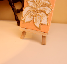Gold-Outlined Floral Mini Canvas Textured Artwork
