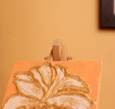 Gold-Outlined Floral Mini Canvas Textured Artwork