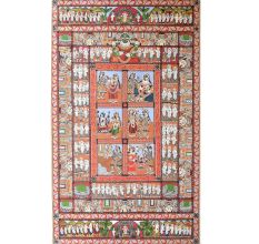 Traditional Odisha Pattachitra Painting on Cloth Depicting the Ramayana Story by Artist Sahajan Chitrakar
