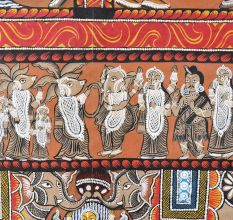 Traditional Bengal Pattachitra Painting on Cloth Depicting the Shiva Puran Story by Artist Sahajan Chitrakar