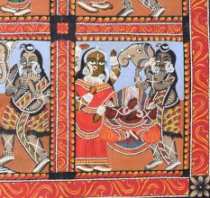 Traditional Bengal Pattachitra Painting on Cloth Depicting the Shiva Puran Story by Artist Sahajan Chitrakar