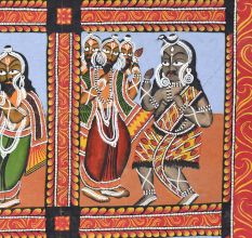 Traditional Bengal Pattachitra Painting on Cloth Depicting the Shiva Puran Story by Artist Sahajan Chitrakar
