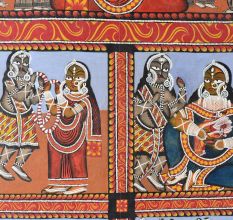 Traditional Bengal Pattachitra Painting on Cloth Depicting the Shiva Puran Story by Artist Sahajan Chitrakar