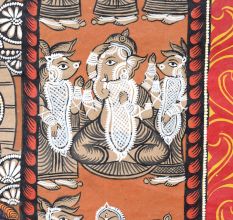 Traditional Bengal Pattachitra Painting on Cloth Depicting the Shiva Puran Story by Artist Sahajan Chitrakar