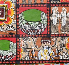Traditional Bengal Pattachitra Painting on Cloth Depicting the Shiva Puran Story by Artist Sahajan Chitrakar