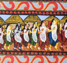 Traditional Bengal Pattachitra Painting on Cloth Depicting the Shiva Puran Story by Artist Sahajan Chitrakar